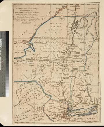 A NeW and Accurate Map of the Province of NeW York and Part of the Jerseys, NeW England and Canada, SheWing the Scenes of our Military Operations during the present War, Also the NeW Erected State of Vermont