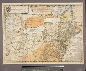 A general map of the middle British Colonies, in America; viz Virginia, Màriland, Dèlaware, Pensilvania, New-Jersey, New-York, Connecticut, and Rhode Island: of Aquanishuonîgy, the country of the Confederate Indians; comprehending Aquanishounîgy proper, their place of residence, Ohio and Tïiuxsoxrúntie their deer-hunting countries, Couxsaxráge and Skaniadaráde, their beaver-hunting countries; of the Lakes Erie, Ontário and Champlain, and of part of New-France: wherein is also shewn the antient and present seats of the Indian Nations / by Lewis Evans 1755