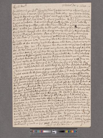 Randolph, Edward. Letter to Francis North, 1st Baron Guilford, Lord Keeper