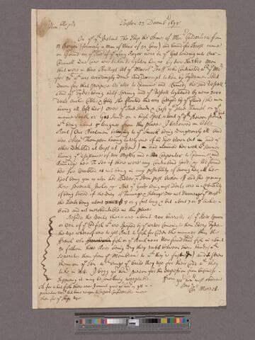 Merrett, Christopher. Letter to William Blathwayt