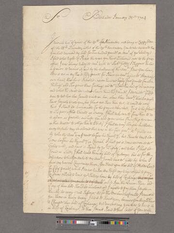 Thomas, Charles. Letter to William Blathwayt