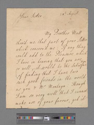 Robinson, John. Letter to Elizabeth (Robinson) Montagu