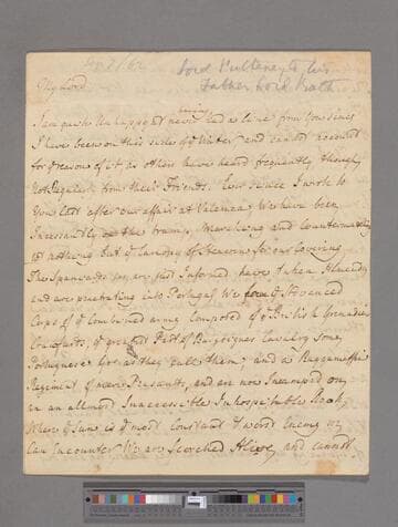 Pulteney, William, Viscount Pulteney. Letter to William Pulteney, Earl of Bath