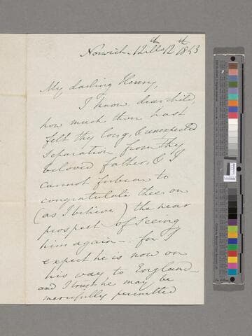 Opie, Amelia (Alderson).  Letter to Henry Alderson Briggs