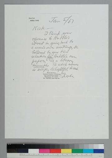 Merle Tuve, Home Secretary of the National Academy of Sciences, writes to astronomer Nicholas Mayall