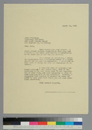 EPH writes to John O'Melveny