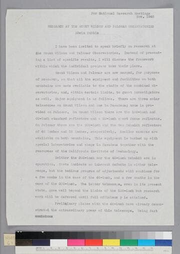 Research at the Mount Wilson and Palomar Observatories