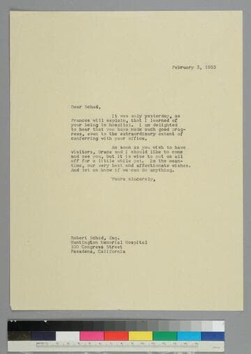 EPH writes to Robert Schad