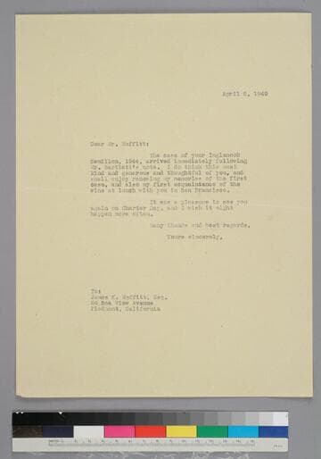 EPH writes to banker and University of California regent