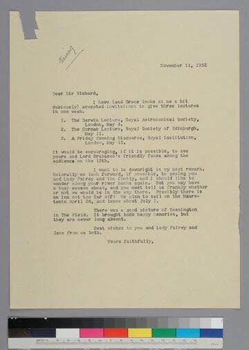 EPH writes to pioneer aviator Richard Fairey