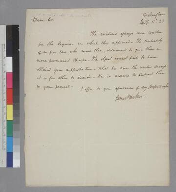 James Barbour, Washington, D.C., letter to Thomas Jefferson