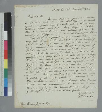 H.P. Van Bibber, North End, Virginia, letter to Thomas Jefferson