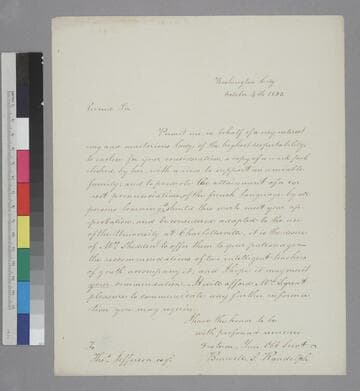 Burwell S. Randolph, Washington, D.C., letter to Thomas Jefferson