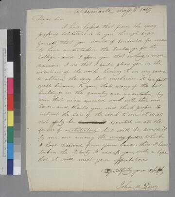 John M. Perry, Albemarle, letter to Thomas Jefferson