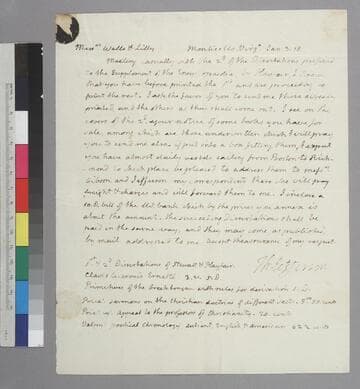 Thomas Jefferson, Monticello, letter to Wells & Lilly