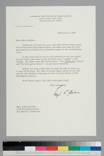 Caryl Haskins writes to GBH