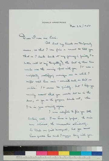 Donald Armstrong writes to GBH and EPH