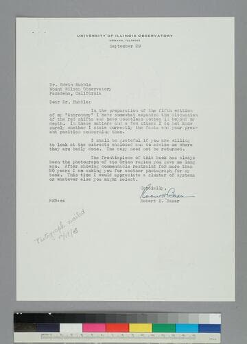Robert Baker of the University of Illinois Observatory writes to EPH