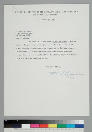 Gilbert Brown, of the Huntington Library and Art Gallery, writes to thank EPH