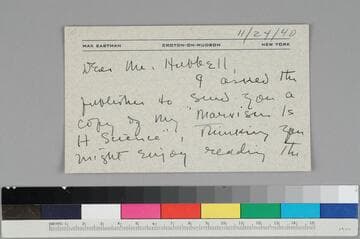 Max Eastman, writer and marxist critic, writes to EPH