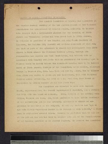 "Report of Special Committee on Housing"