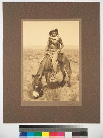 Shokunyoma, old Hopi Indian on his way to his farm to cultivate the corn. Arizona