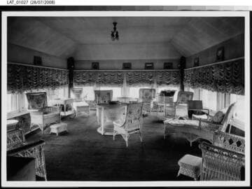 Interior of a sitting room at Vermejo Ranch