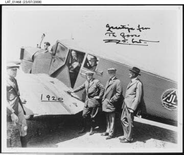 Harry Chandler with "The Goose" aircraft