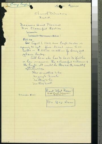 Loren Miller notes for classified section