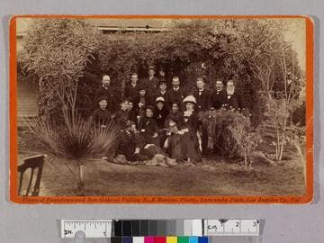 On front steps of home of Mr. & Mrs. Willis S. Masters, N. Orange Grove Ave -- at Kensington Place -- Pasadena -- Thanksgiving 1885