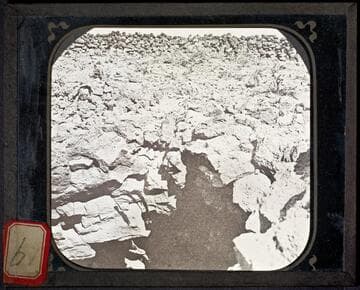 Captain Jack's cave, showing Modoc fortifications on top--looking West