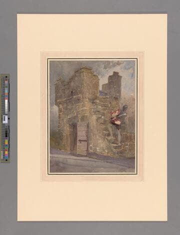 Soldier in Medieval Armor on a Battlement