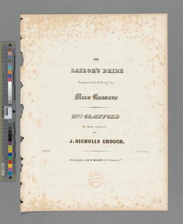 The sailor's bride : No. 297 / composed for & sung by Miss Bassano   words by Mrs. Crawford   the music composed by J. [sic] Nicholls Crouch