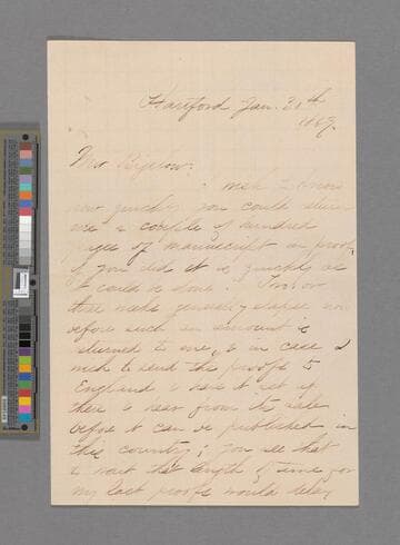 Stowe, Harriet Beecher. Letter to Bigelow