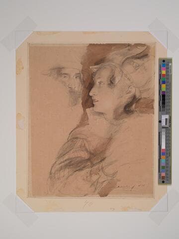 Study for Two Heads in Mary Queen of Scotts Escaping Loch Leven Castle