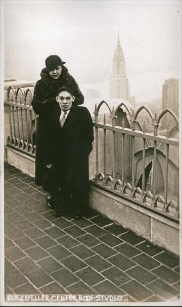 Y. C. and Mabel Hong on the roof of Rockefeller Center