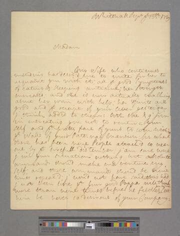 Bentinck, William, 2nd Duke of Portland. Letter to Elizabeth (Robinson) Montagu