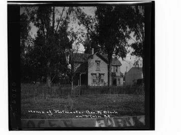 Home of Postmaster Geo. A. Clark [i.e. George J. Clarke] on Main St