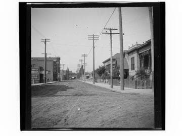 Santa Monica [?] city view of residences and businesses