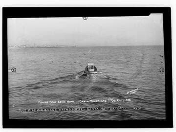 Fishing boat going home, Santa Monica Bay, So. Cal