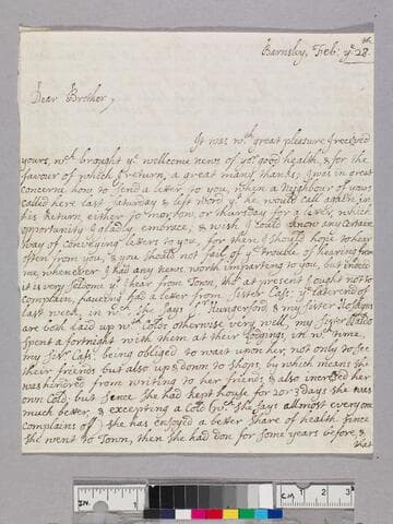 Leigh, Tryphena, 1678-1744. Letter to Theophilus Leigh, 1693-1785