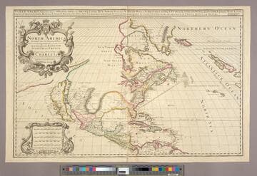 North America : divided into its Principall Parts where are distinguished the several States which belong to the English, Spanish and French