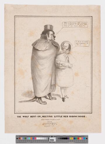 The wolf bent-on, meeting little red riding hood