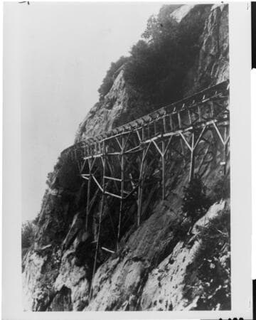 Shaver's lumber company depended upon a 60-mile-long flume to float cut lumber to the finishing mill and drying yards at Clovis