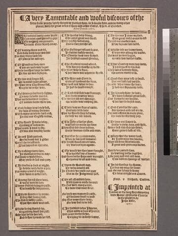 A very lamentable and woful discours of the fierce fluds, whiche lately flowed in Bedford shire, in Lincoln shire, and iu [sic] many other places, with the great losses of sheep and other cattel. The v. of October. Anno Domini 1570