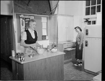 High School cafeteria and sewing classroom