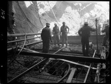 Big Creek - Mammoth Pool - Placement of concrete forms prior to pour at diversion tunnel entrance