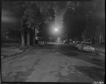 Street lighting in a residential area at night