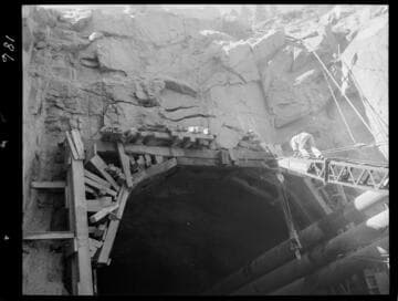 Big Creek - Mammoth Pool - Preparing to remove rock above diversion tunnel portal