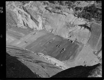 Big Creek - Mammoth Pool - General view of embankment placement from west abutment